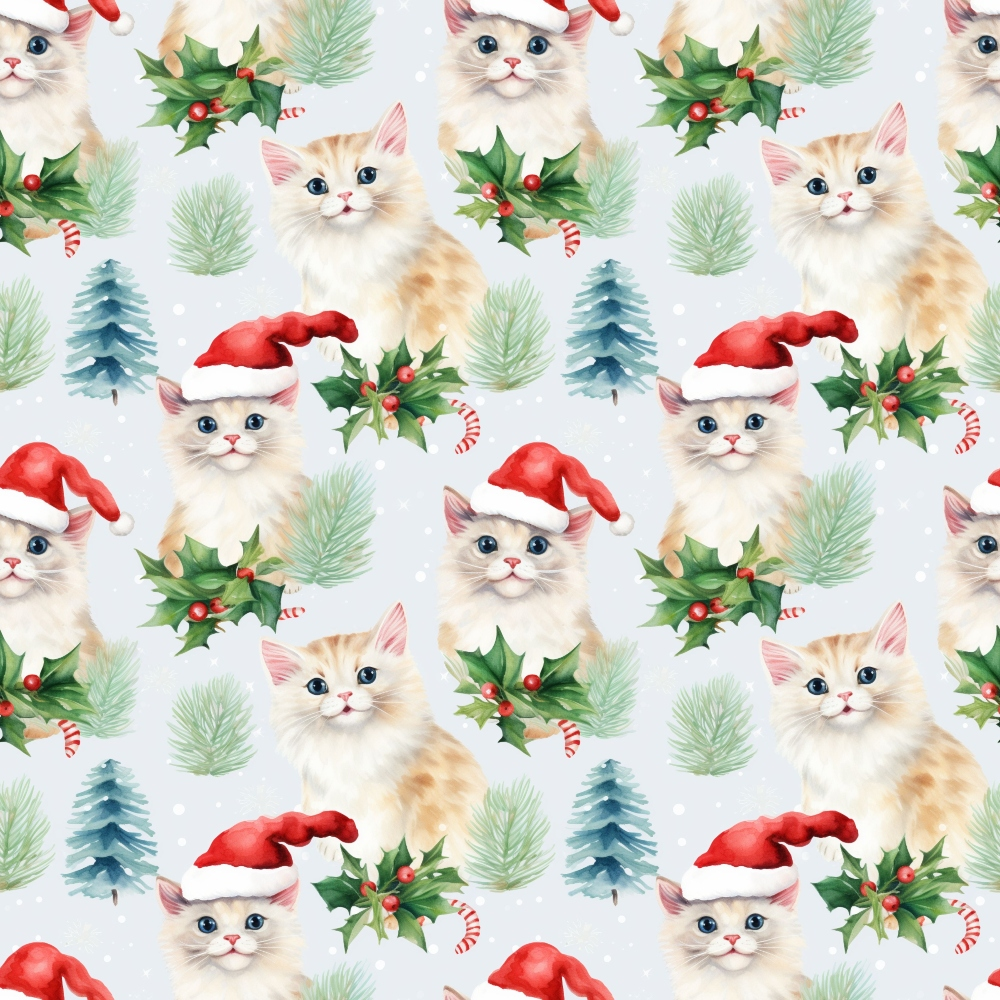 Festive Felines Pattern 9 Minky Fabric