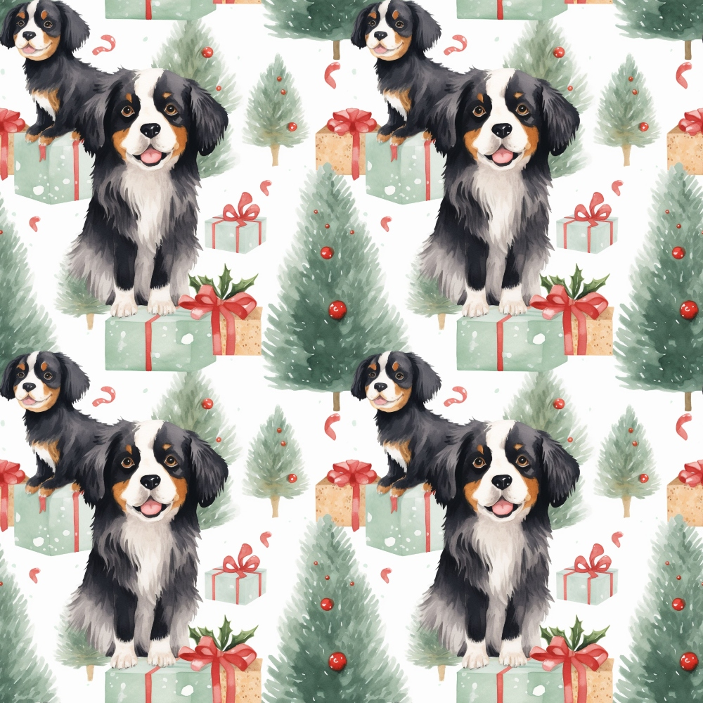 Christmas Santa Puppy Dogs Pattern 11 Quilting Cotton Fabric