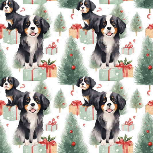 Christmas Santa Puppy Dogs Pattern 11 Quilting Cotton Fabric
