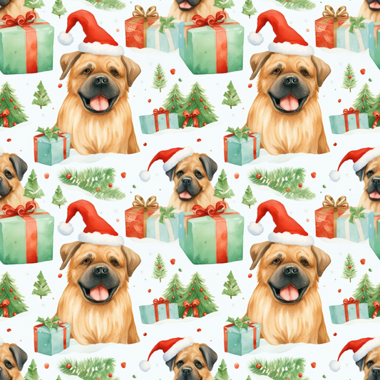 Christmas Santa Puppy Dogs Pattern 4 Quilting Cotton Fabric