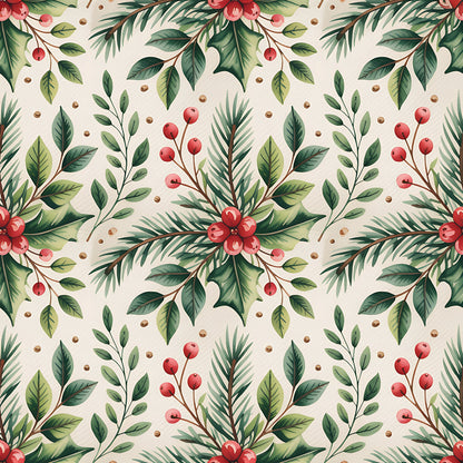 Christmas Botanical Watercolor Pattern 11 Quilting Cotton Fabric