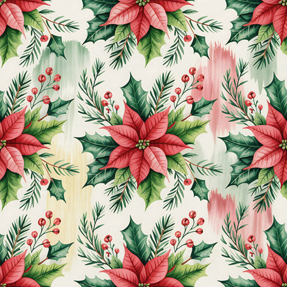 Christmas Botanical Watercolor Pattern 4 Quilting Cotton Fabric