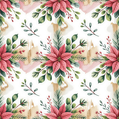 Christmas Botanical Watercolor Pattern 7 Quilting Cotton Fabric