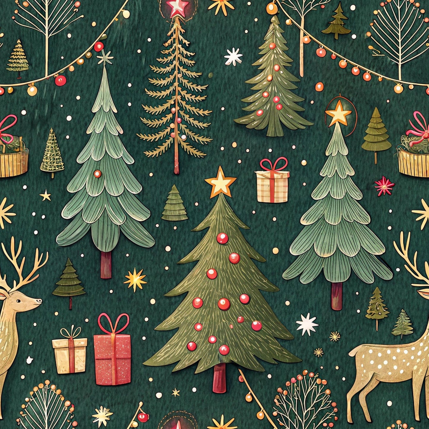 Christmas Tree Lights Pattern 10 Quilting Cotton Fabric
