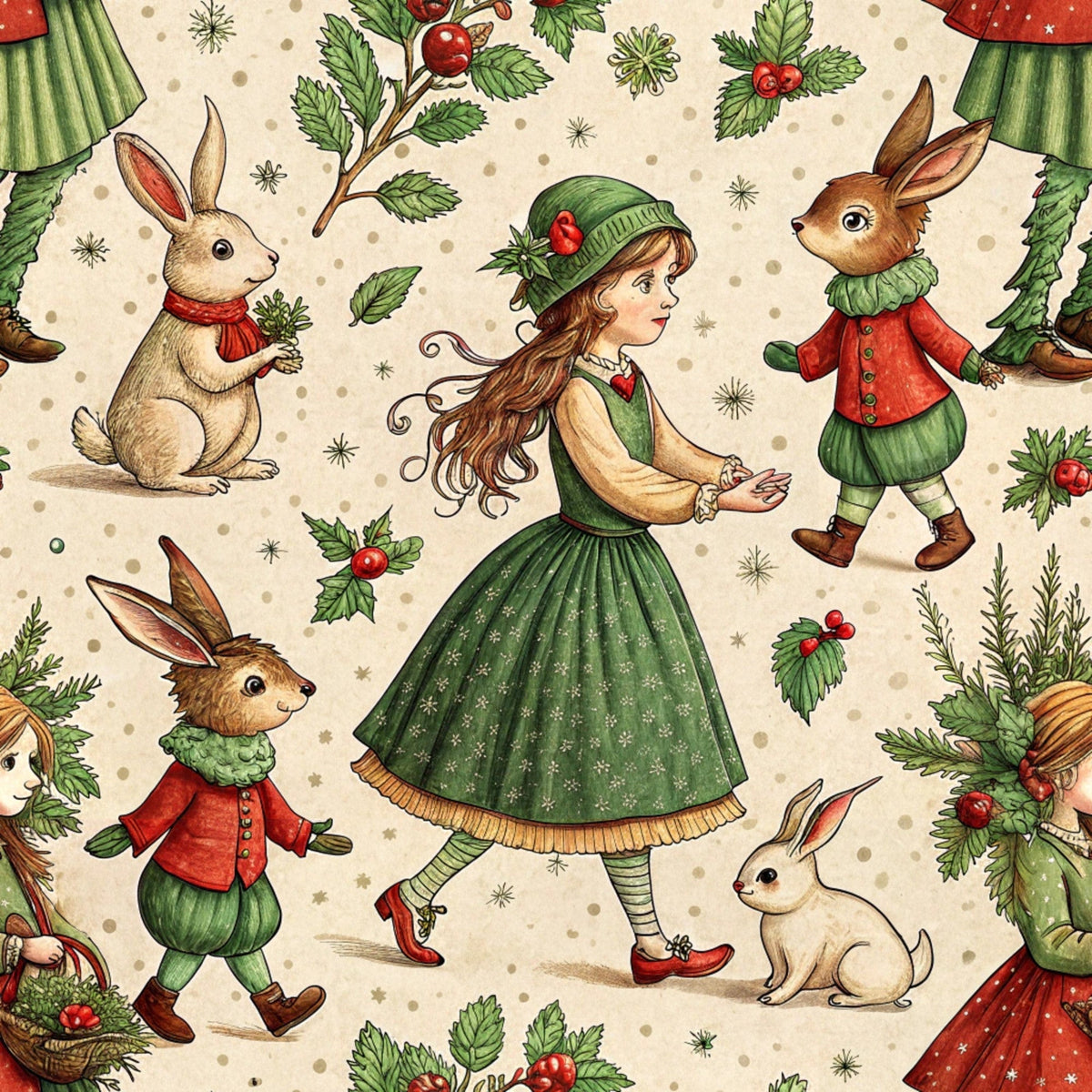 Yuletide Hare Pattern 30 Minky Fabric