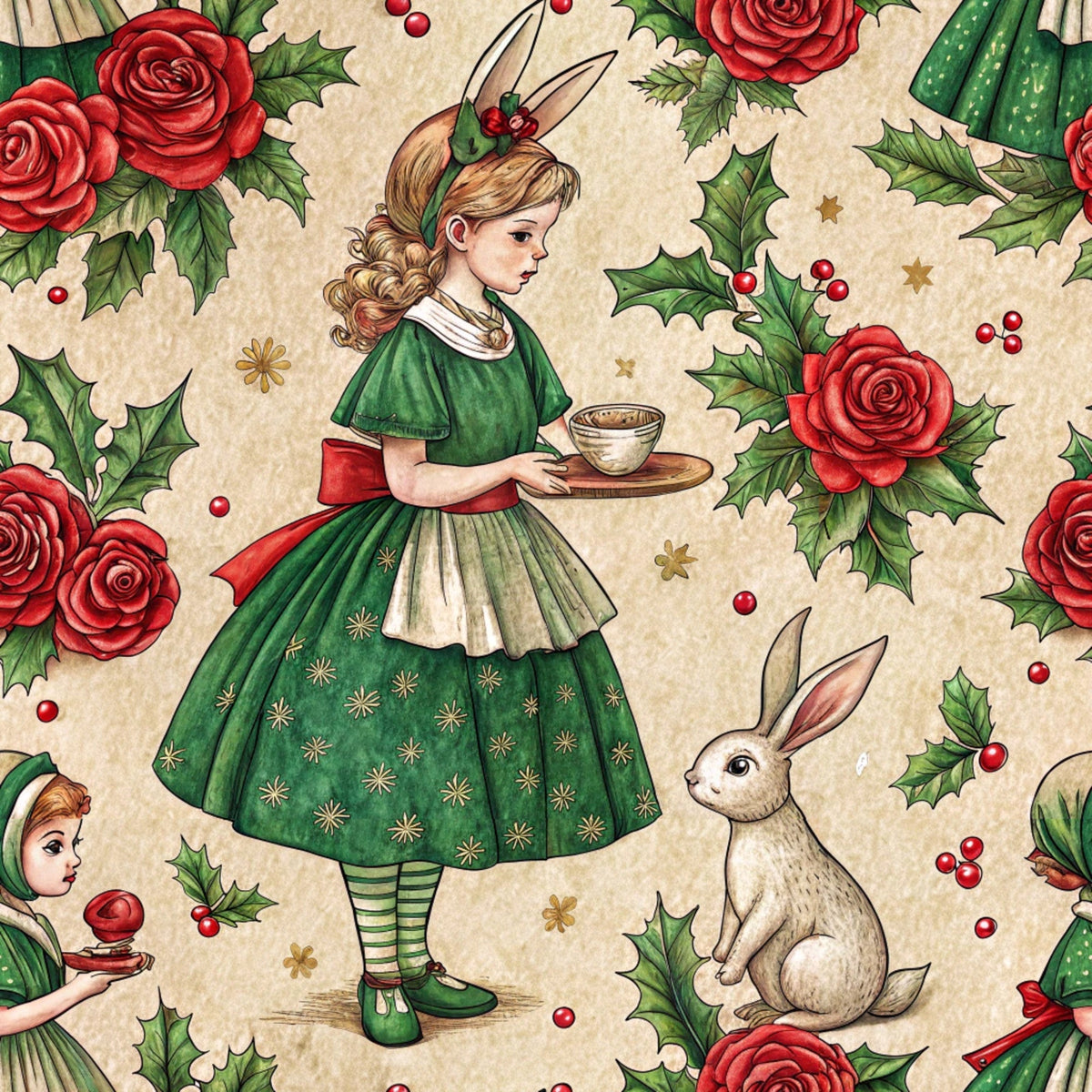 Yuletide Hare Pattern 33 Minky Fabric