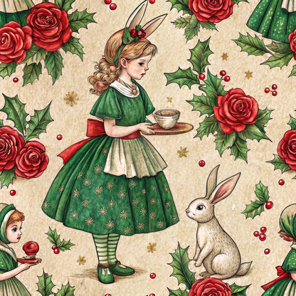 Yuletide Hare Pattern 33 Minky Fabric