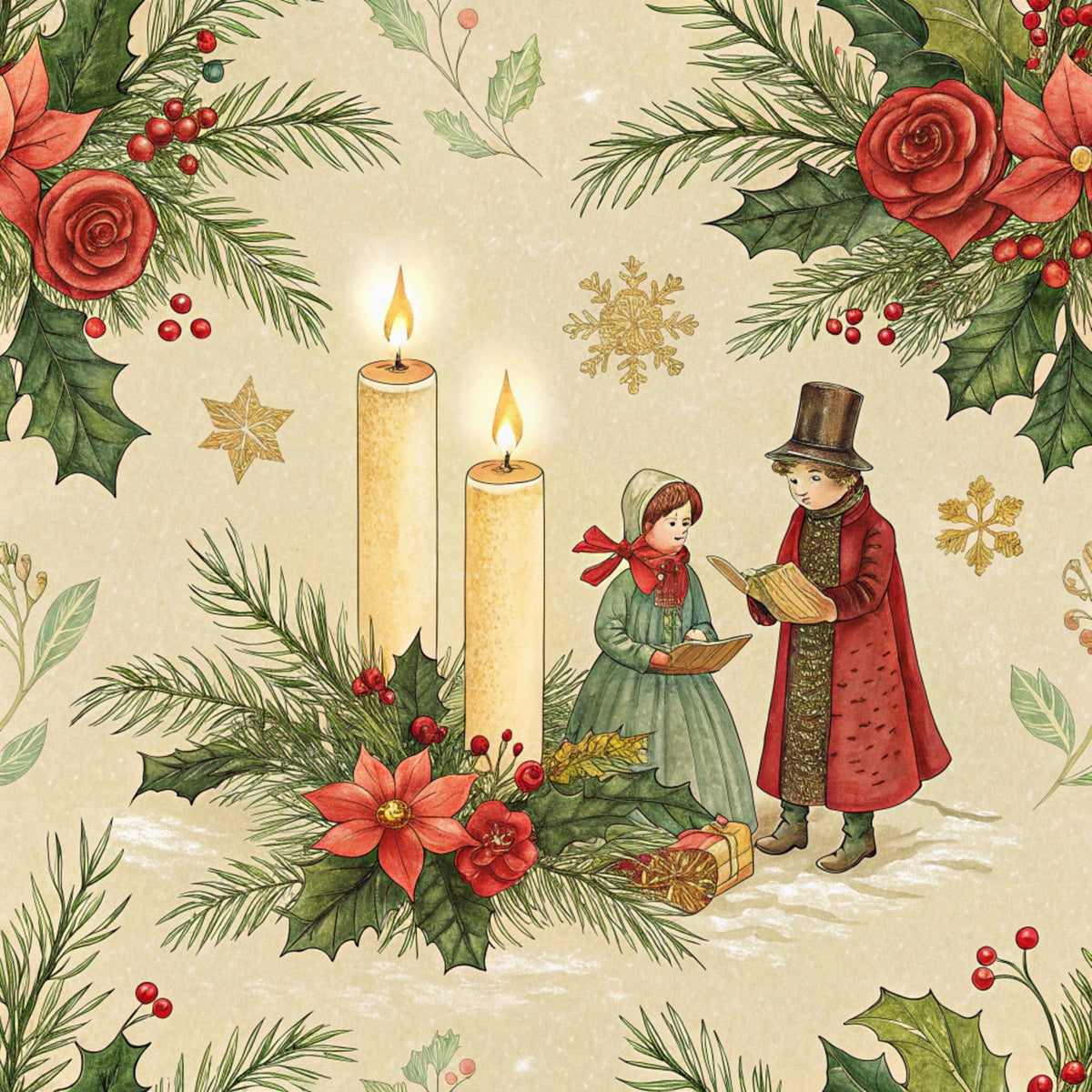 Yuletide Hare Pattern 34 Minky Fabric