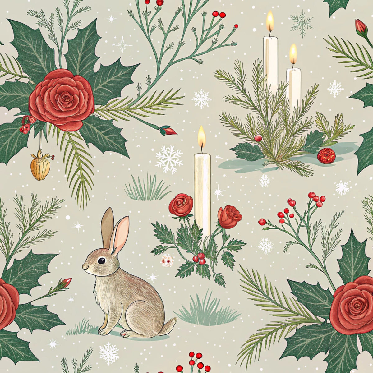 Yuletide Hare Pattern 35 Minky Fabric