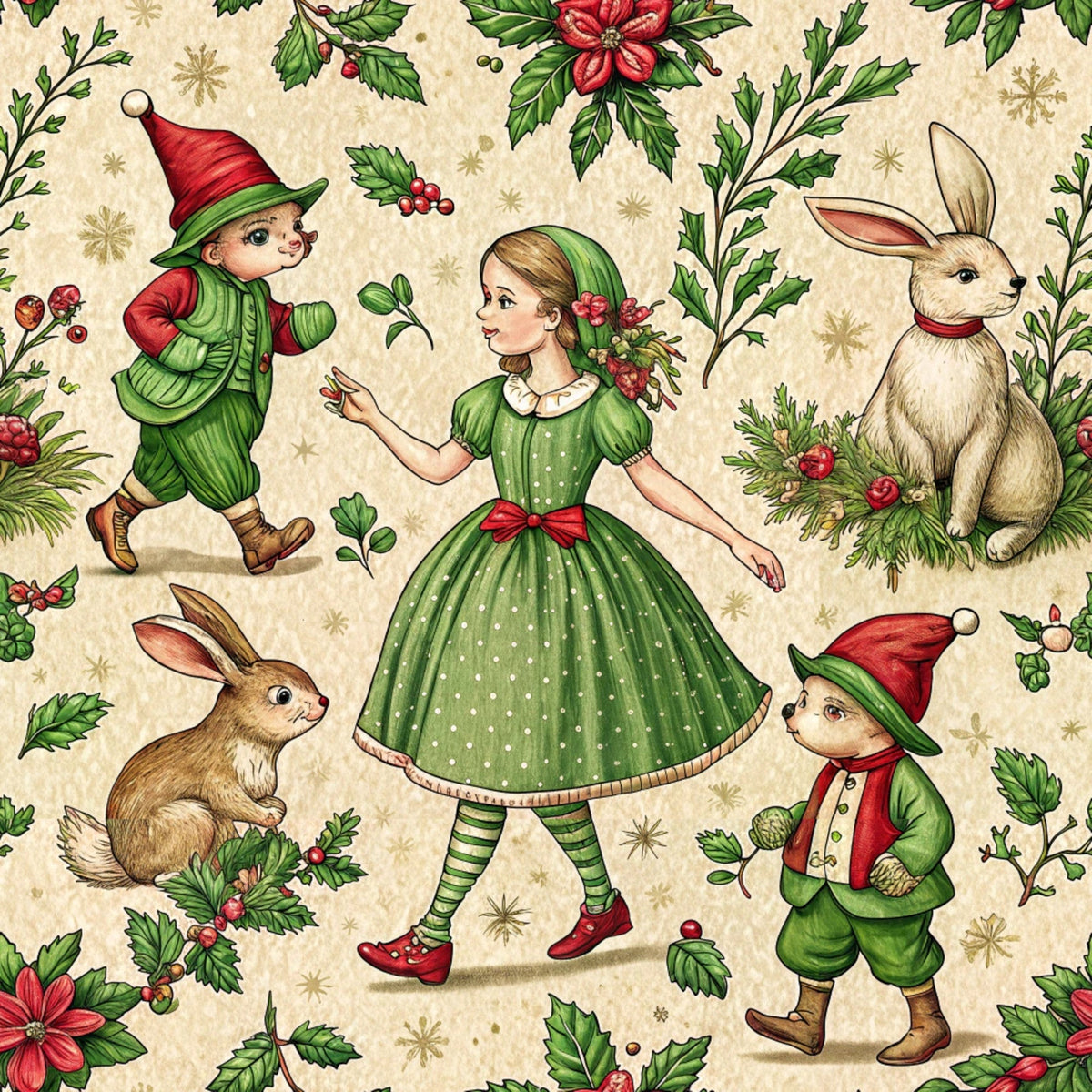 Yuletide Hare Pattern 39 Minky Fabric