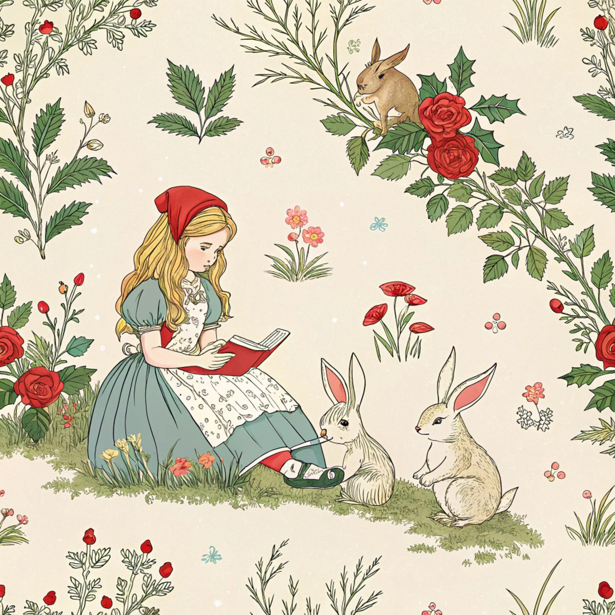 Yuletide Hare Pattern 40 Minky Fabric