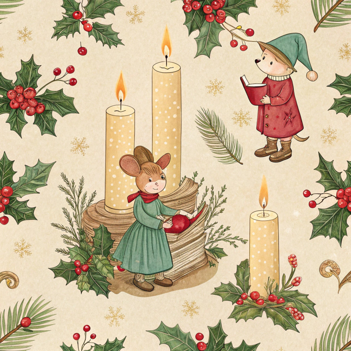 Yuletide Hare Pattern 43 Minky Fabric