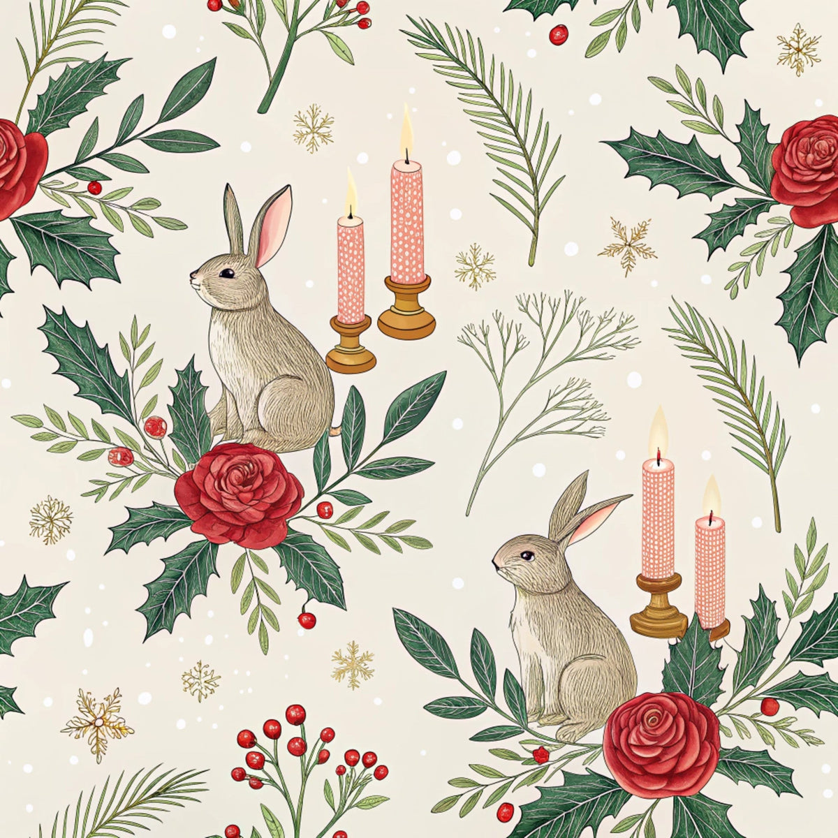 Yuletide Hare Pattern 44 Minky Fabric