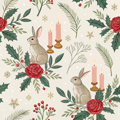 Yuletide Hare Pattern 44 Minky Fabric