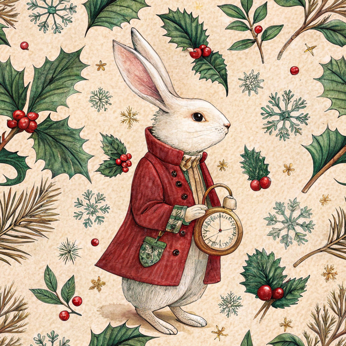 Yuletide Hare Pattern 45 Minky Fabric