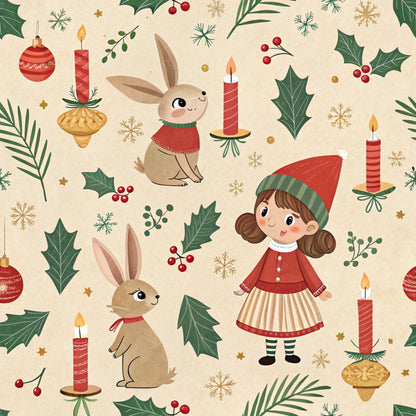 Yuletide Hare Pattern 48 Minky Fabric