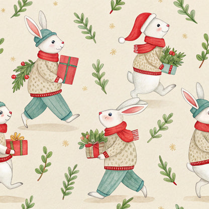 Yuletide Hare Pattern 55 Minky Fabric