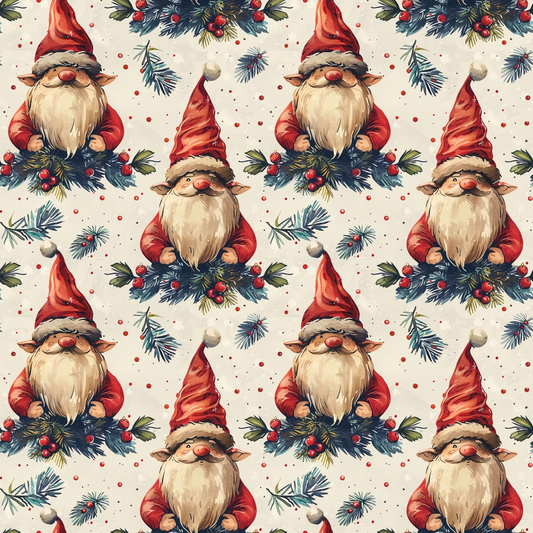 Classic Christmas Gnomes Pattern 1 Quilting Cotton Fabric