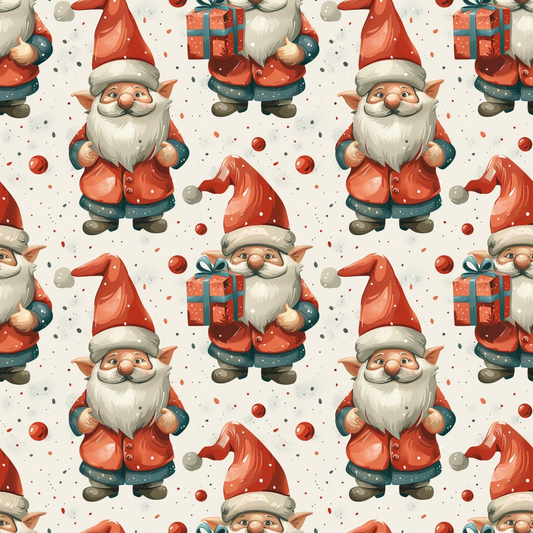 Classic Christmas Gnomes Pattern 2 Quilting Cotton Fabric