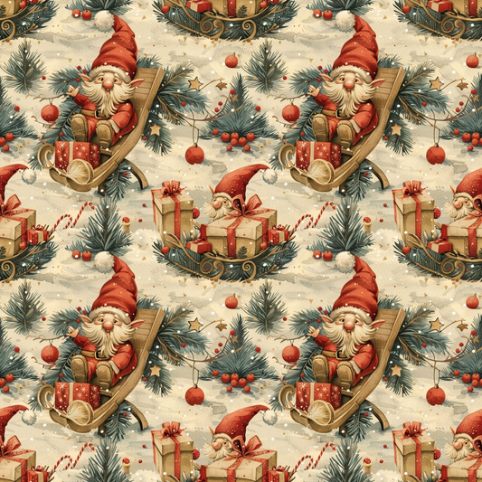 Classic Christmas Gnomes Pattern 4 Quilting Cotton Fabric