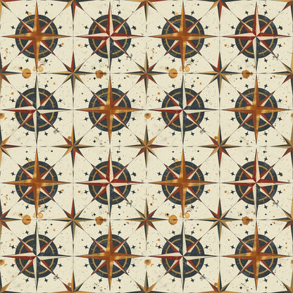Classic Compass Rose Pattern 10 Quilting Cotton Fabric