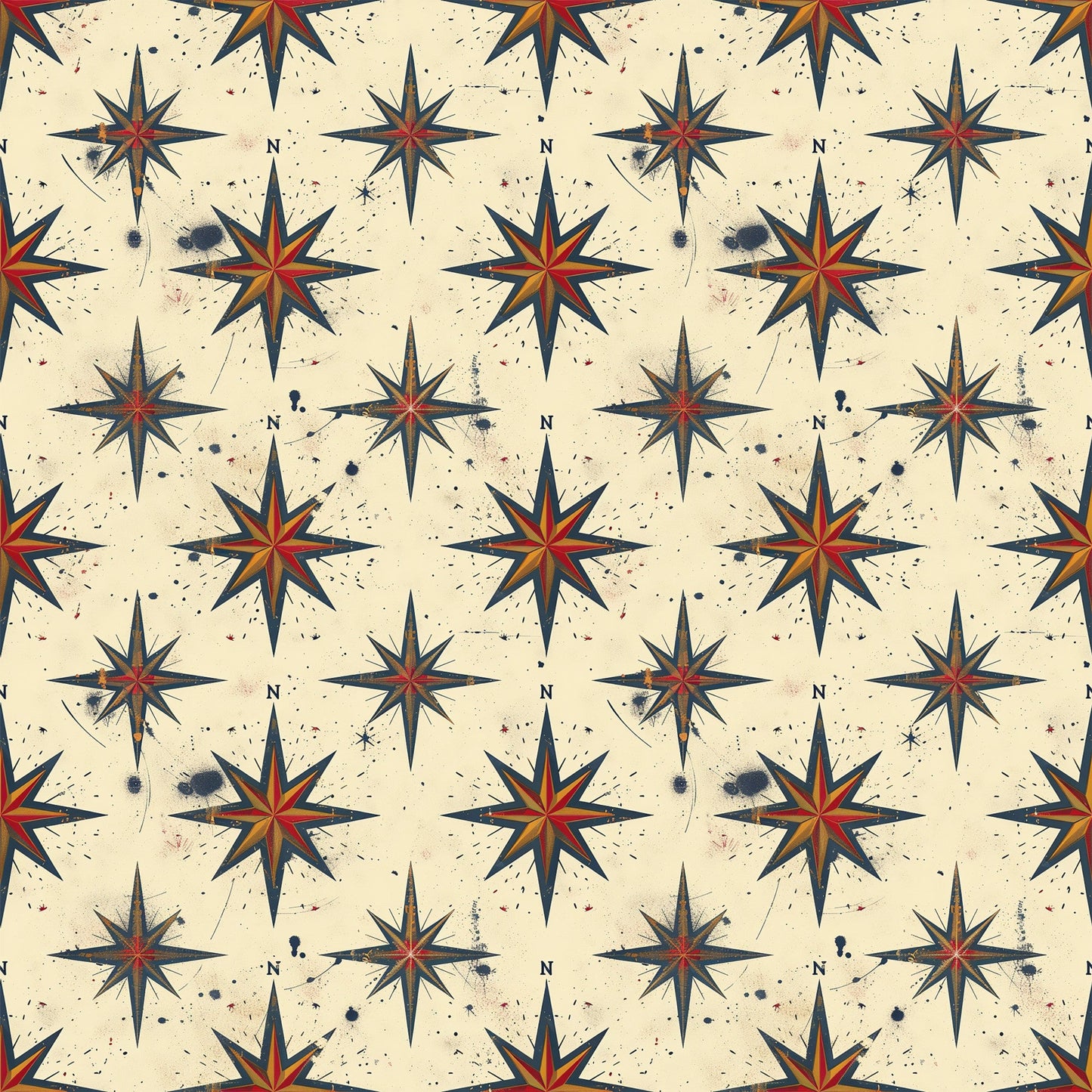 Classic Compass Rose Pattern 11 Quilting Cotton Fabric