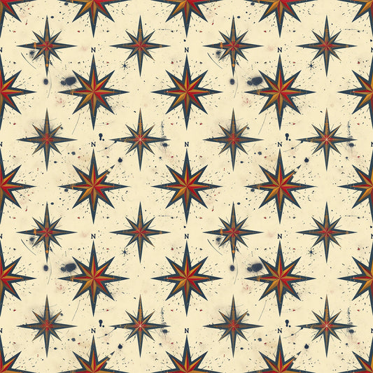 Classic Compass Rose Pattern 11 Quilting Cotton Fabric