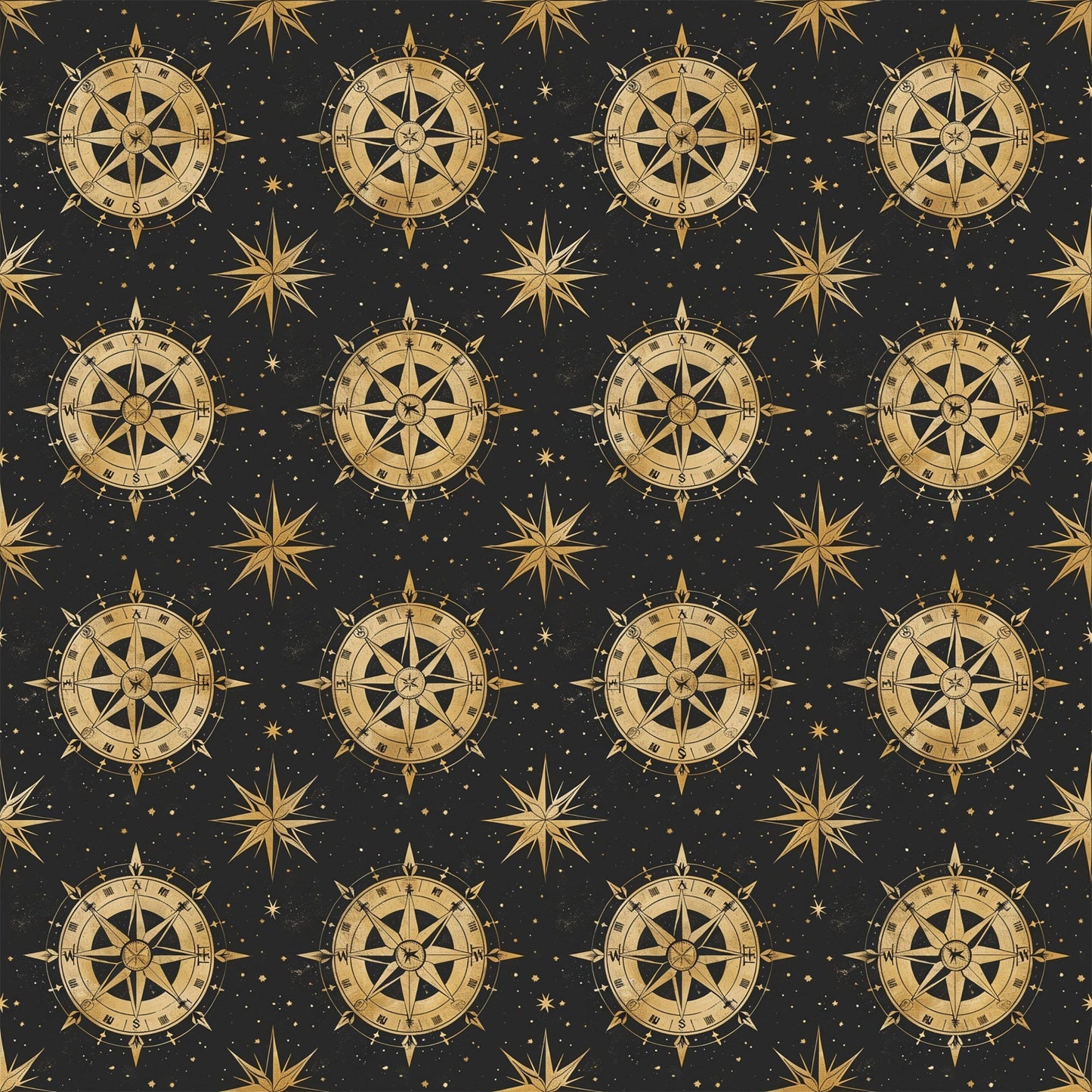 Classic Compass Rose Pattern 12 Quilting Cotton Fabric