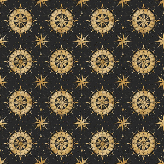 Classic Compass Rose Pattern 12 Quilting Cotton Fabric