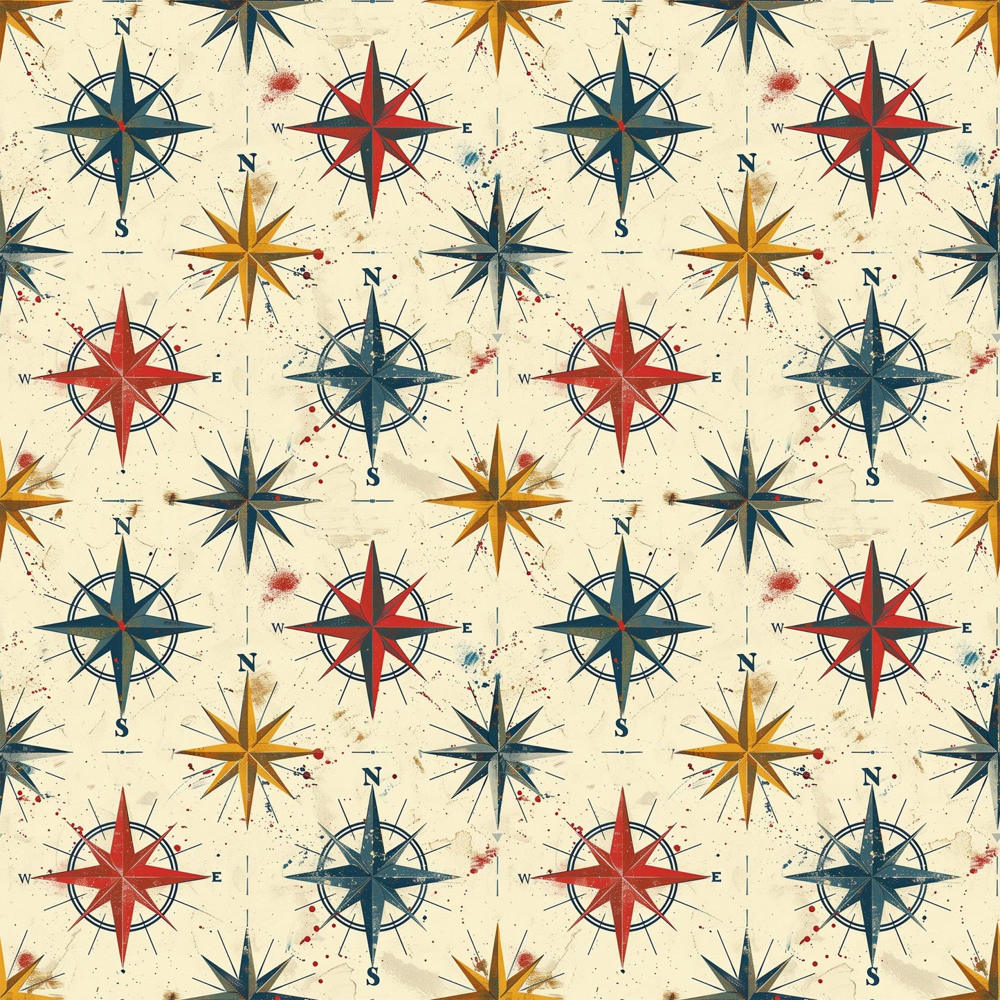 Classic Compass Rose Pattern 1 Quilting Cotton Fabric