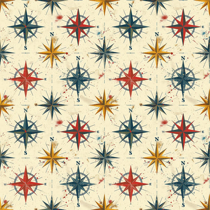 Classic Compass Rose Pattern 1 Quilting Cotton Fabric
