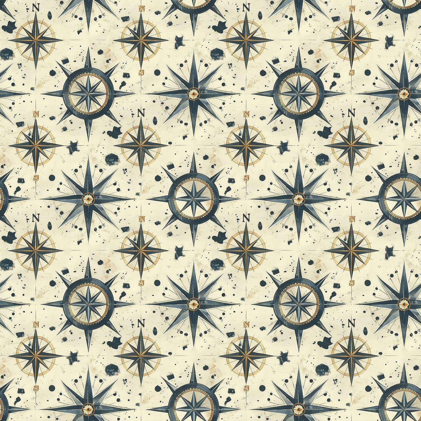 Classic Compass Rose Pattern 2 Quilting Cotton Fabric