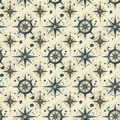 Classic Compass Rose Pattern 2 Quilting Cotton Fabric