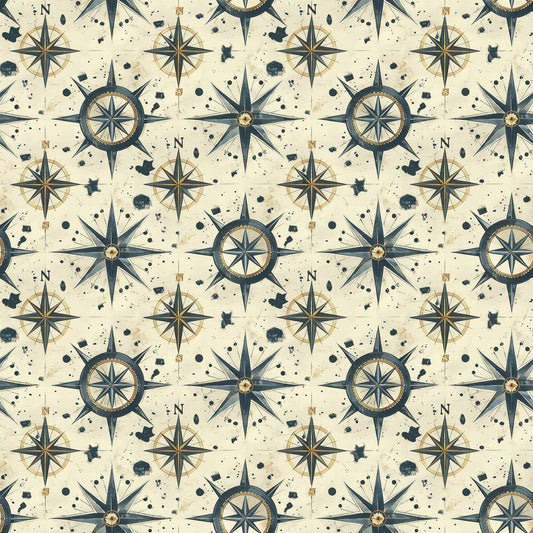 Classic Compass Rose Pattern 2 Quilting Cotton Fabric