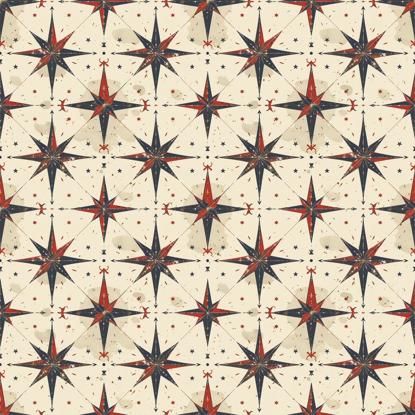 Classic Compass Rose Pattern 3 Quilting Cotton Fabric