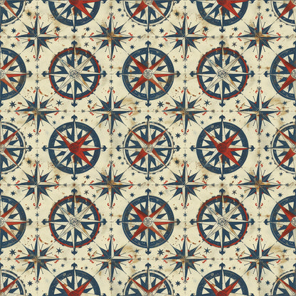 Classic Compass Rose Pattern 4 Quilting Cotton Fabric