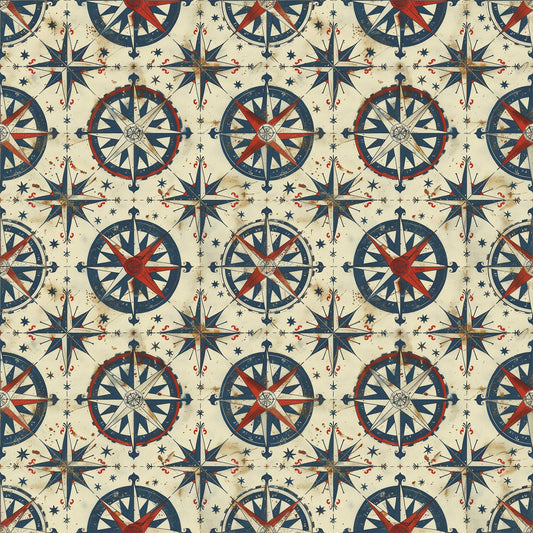 Classic Compass Rose Pattern 4 Quilting Cotton Fabric