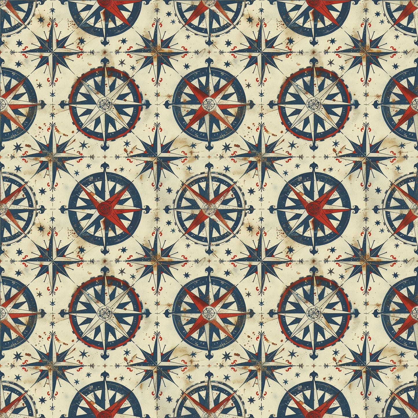 Classic Compass Rose Pattern 4 Quilting Cotton Fabric