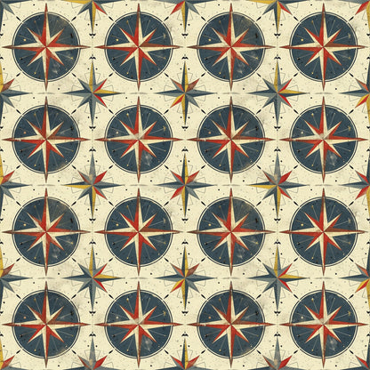 Classic Compass Rose Pattern 5 Quilting Cotton Fabric