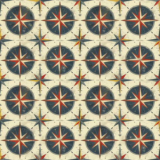 Classic Compass Rose Pattern 5 Quilting Cotton Fabric