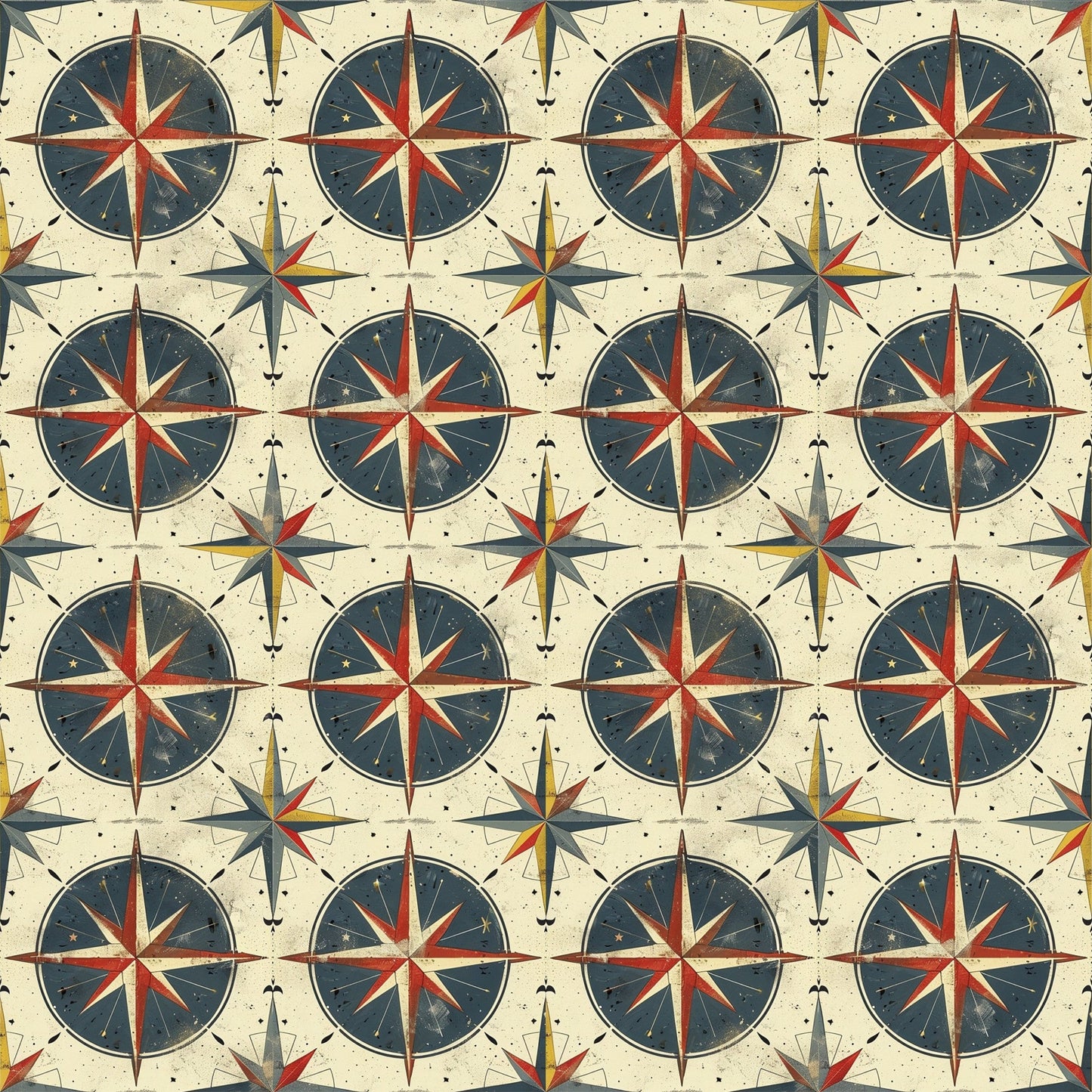 Classic Compass Rose Pattern 5 Quilting Cotton Fabric