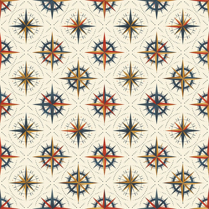 Classic Compass Rose Pattern 6 Quilting Cotton Fabric
