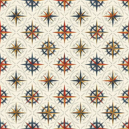 Classic Compass Rose Pattern 6 Quilting Cotton Fabric