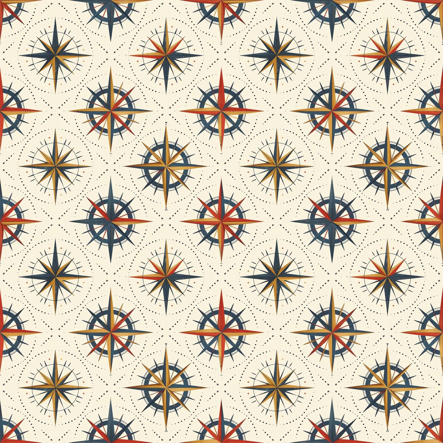 Classic Compass Rose Pattern 6 Quilting Cotton Fabric
