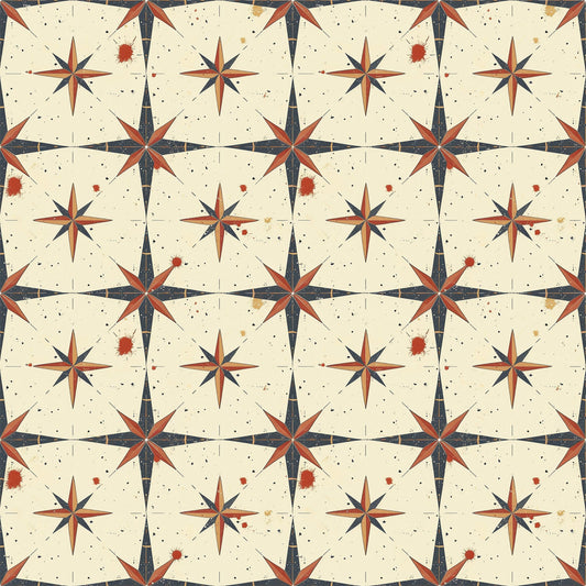 Classic Compass Rose Pattern 7 Quilting Cotton Fabric