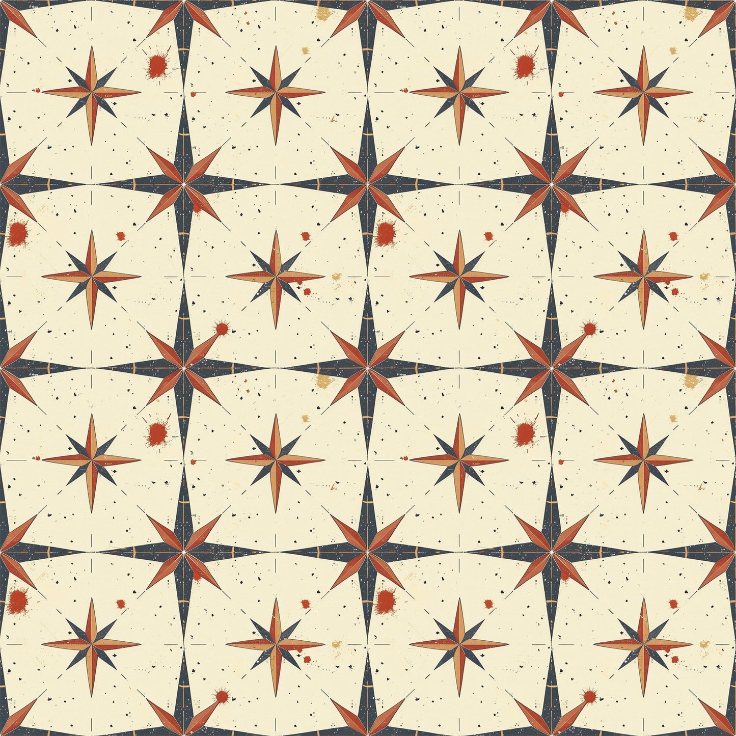 Classic Compass Rose Pattern 7 Quilting Cotton Fabric