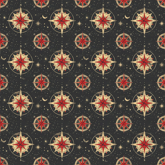 Classic Compass Rose Pattern 8 Quilting Cotton Fabric