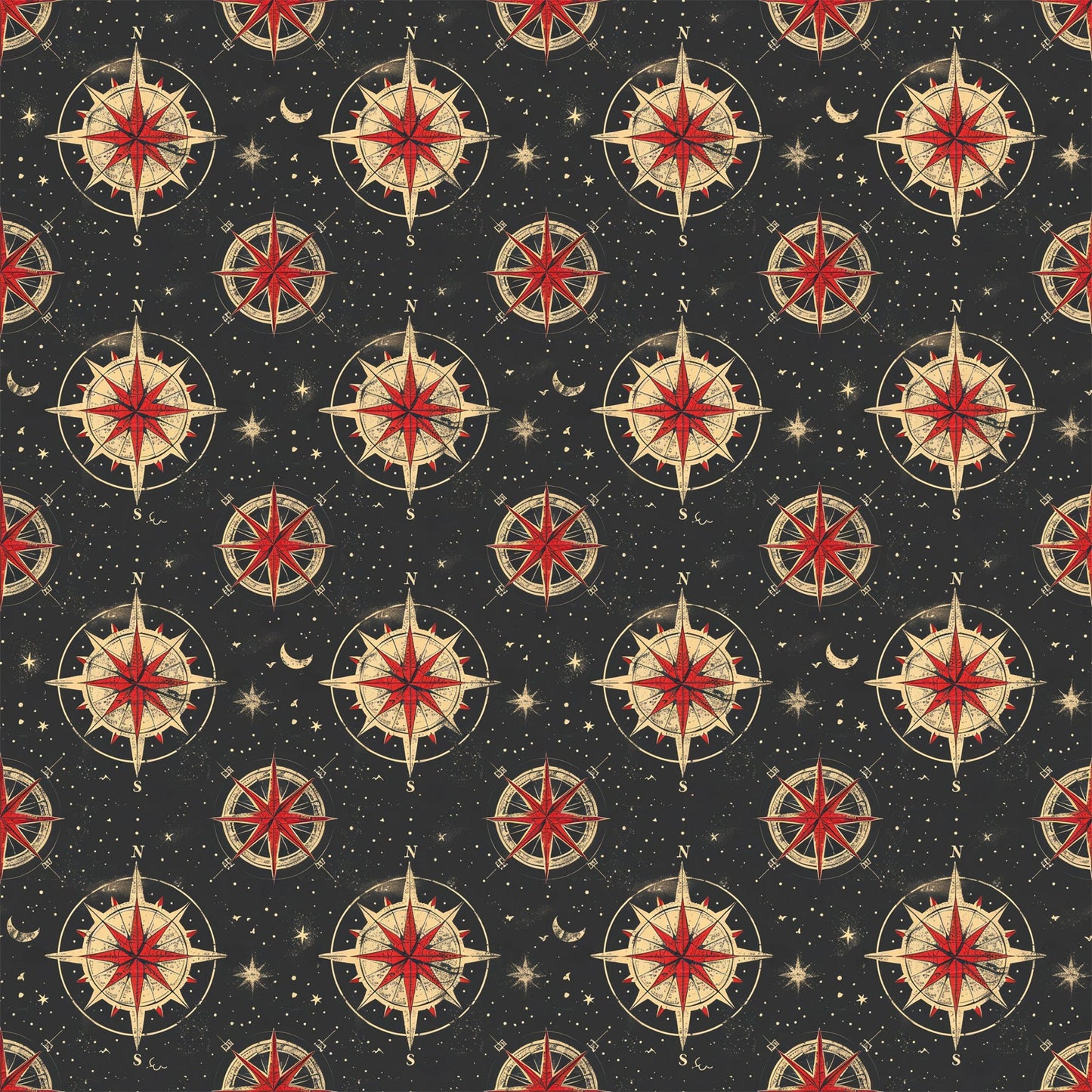 Classic Compass Rose Pattern 8 Quilting Cotton Fabric