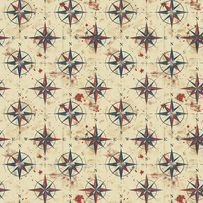 Classic Compass Rose Pattern 9 Quilting Cotton Fabric