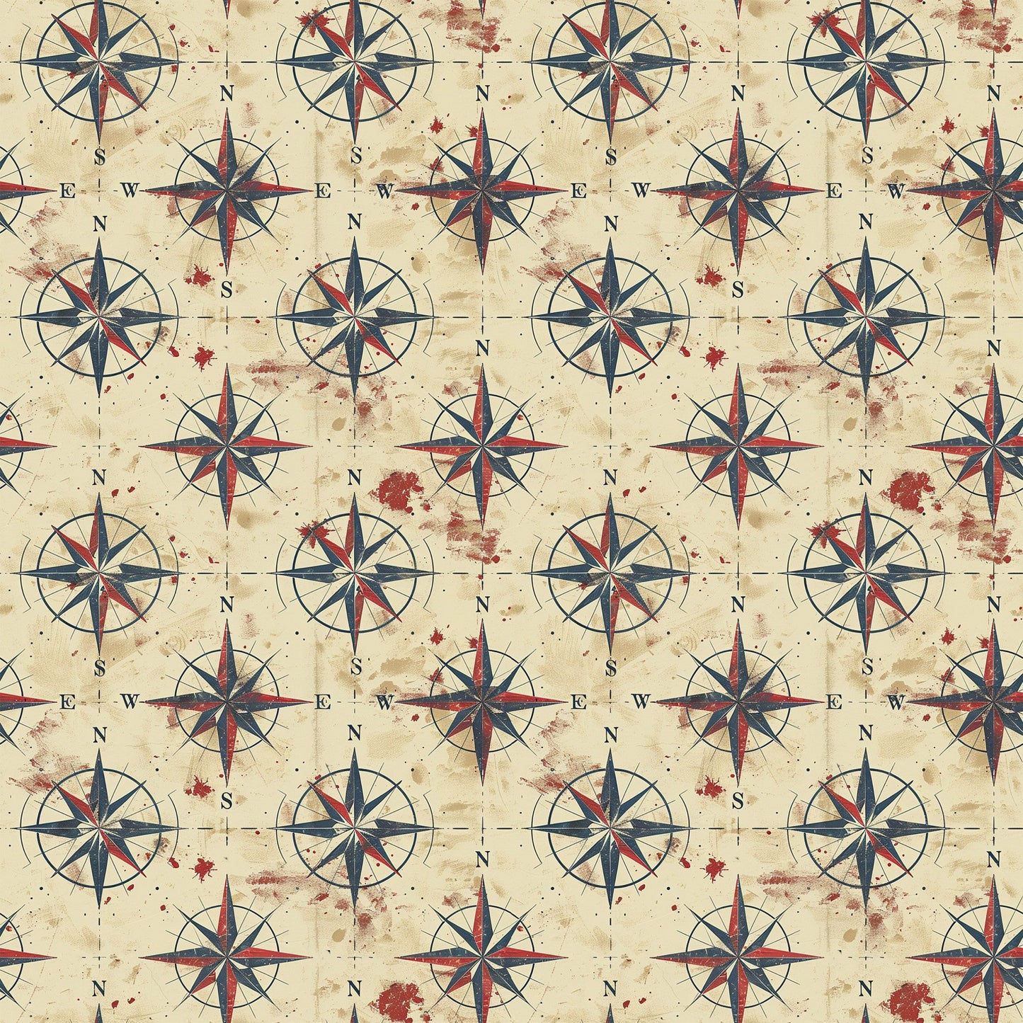 Classic Compass Rose Pattern 9 Quilting Cotton Fabric